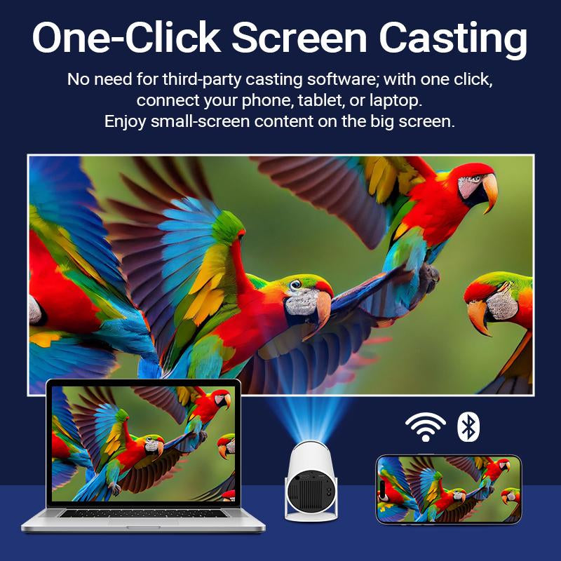 Hy300Pro+ Outdoor Portable Mini Projector – 4K Decoding, 5G Wifi 6 & BT 5.0, 720P Full HD, 160 ANSI Lumens – Portable Home Theater for Android, Audio Bluetooth, Gaming