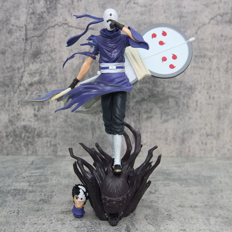 27Cm Naruto Anime Figures Gk Ten Year Ninja Uchiha Obito Akatsuki Double Head Interchange Model Action Doll Collectable Boy Toys