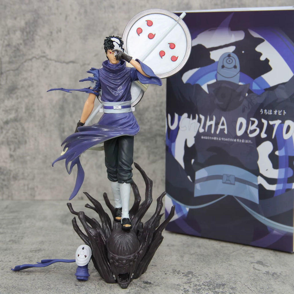 27Cm Naruto Anime Figures Gk Ten Year Ninja Uchiha Obito Akatsuki Double Head Interchange Model Action Doll Collectable Boy Toys